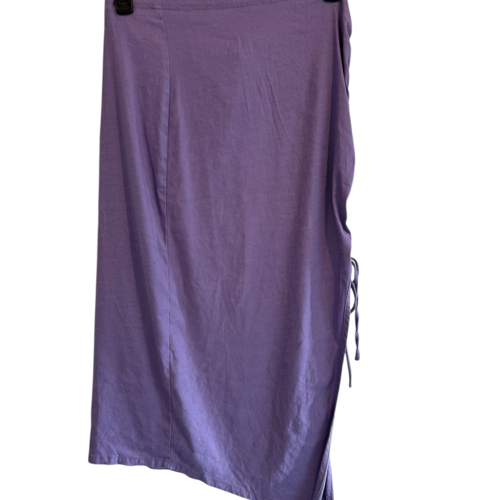 NWT! Anthropologie Lavender Ruched Side Slit Linen Midi Skirt - Picture 6 of 9